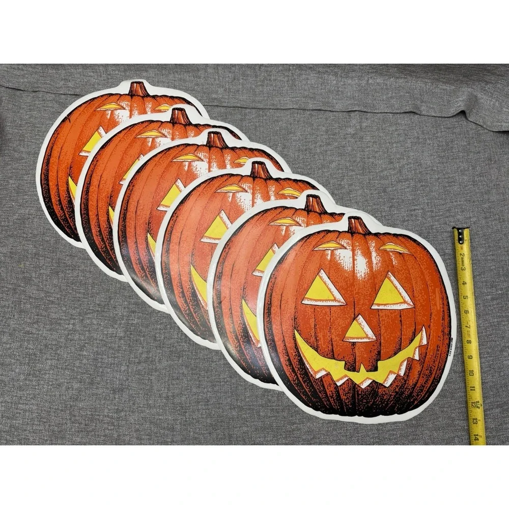 6 Vintage Vinyl Halloween Jack-O-Lantern Placemat Joe Boxer 1980s 1990s